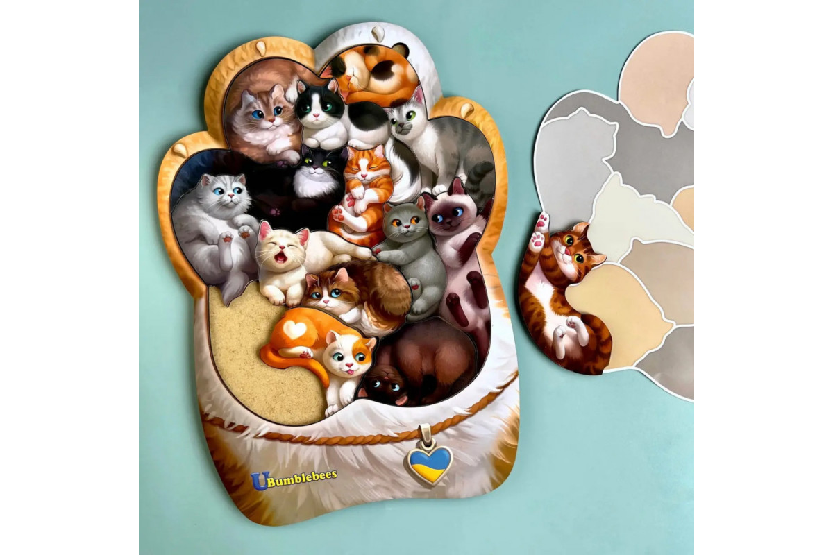 Деревянный пазл-вкладыш "Котики-муркотики" Ubumblebees (ПСФ133) PSF133