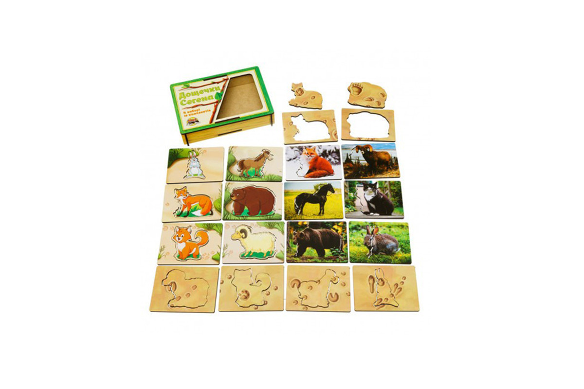 Дерев'яні Дощечки Сегена "Сліди звірів" Ubumblebees (ПСД094) PSD094 з візерунками