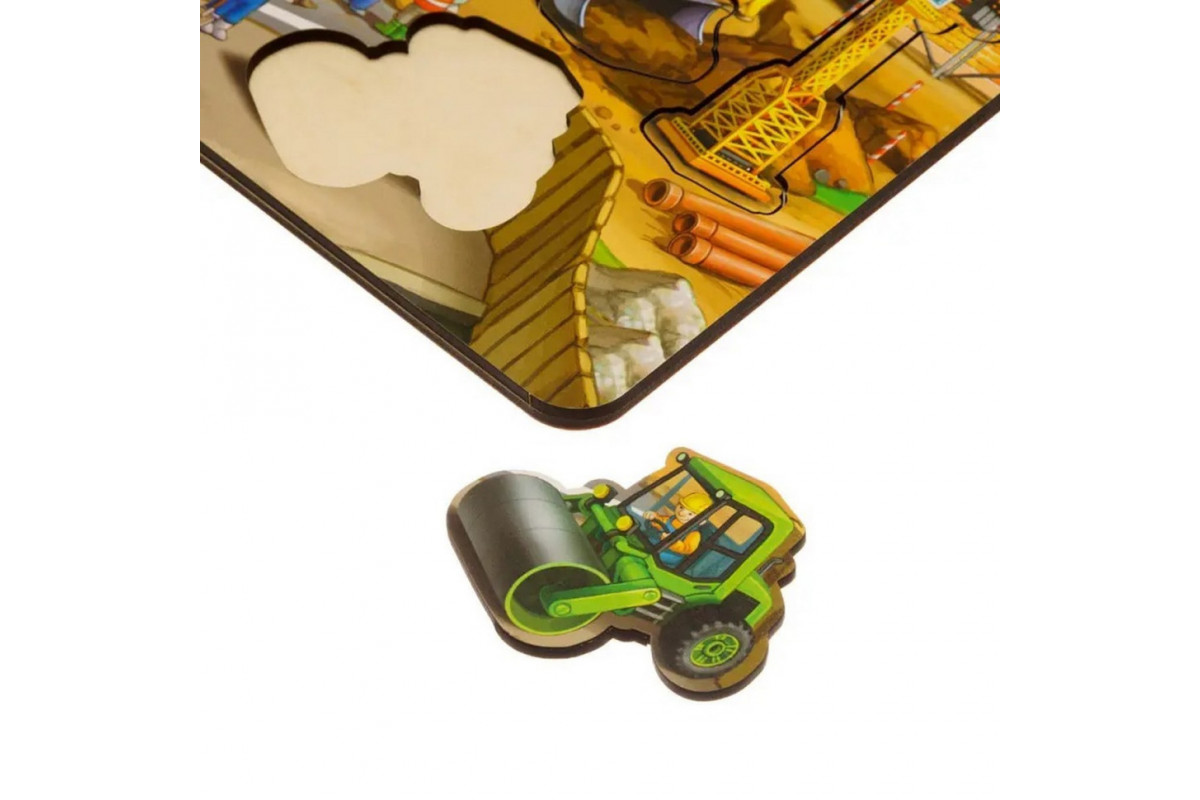 Дерев'яний пазл-вкладиш "Будівництво - 3" Ubumblebees (ПСД147) PSD147 маленький