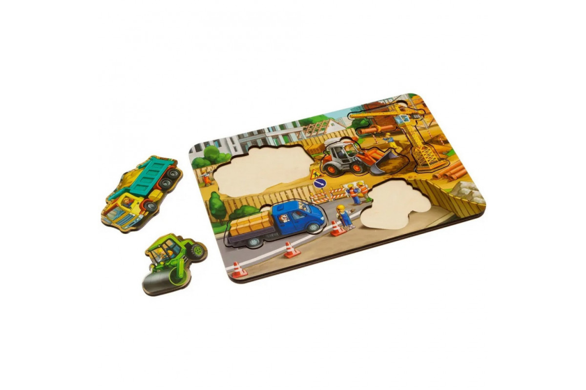 Дерев'яний пазл-вкладиш "Будівництво - 3" Ubumblebees (ПСД147) PSD147 маленький