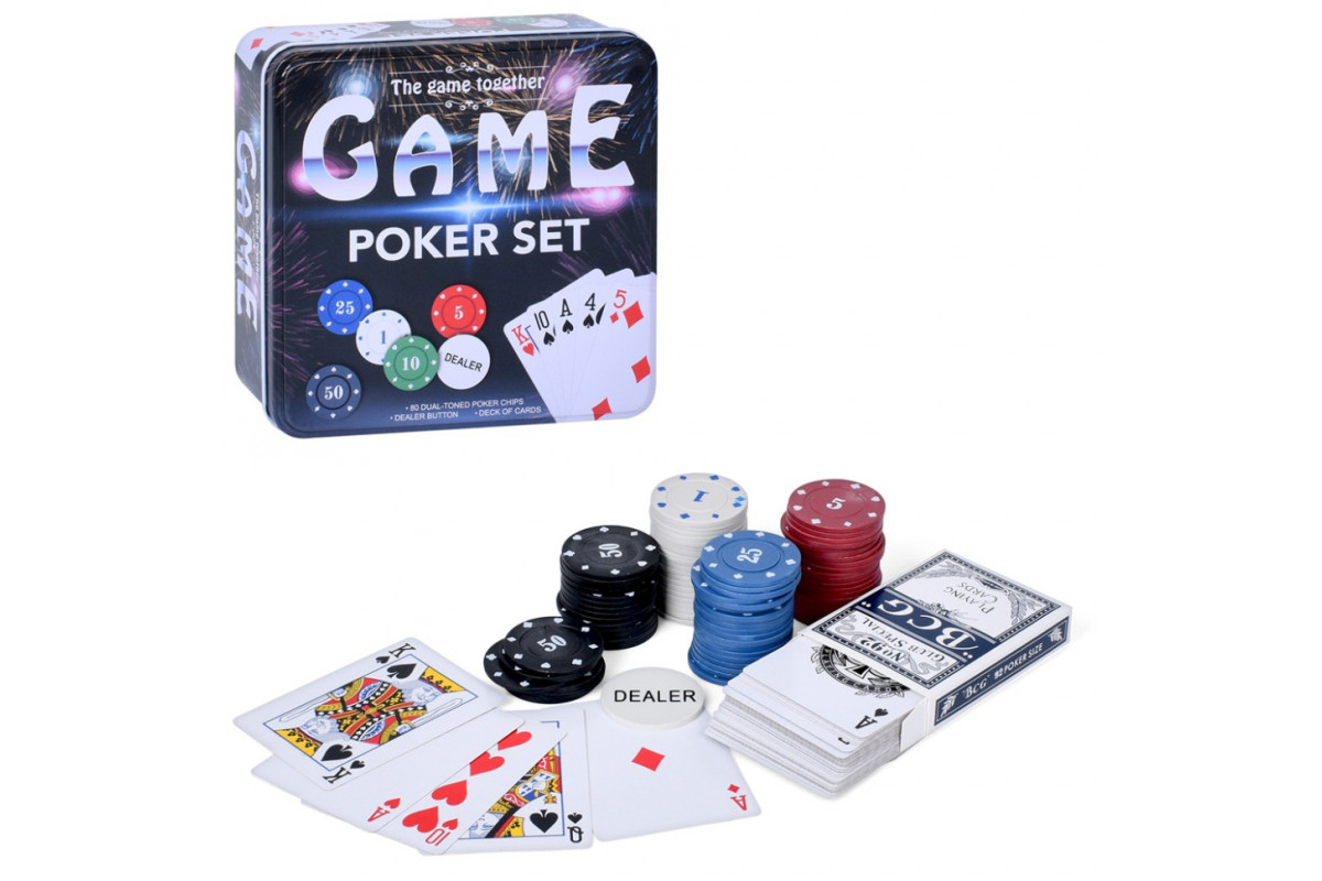 Настольная игра "Покер"  TD202315 фишки 80 шт с номиналом, карты