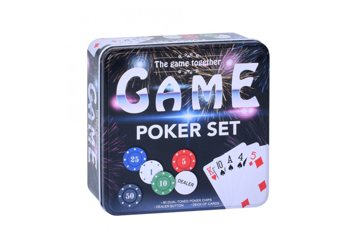 Настольная игра "Покер"  TD202315 фишки 80 шт с номиналом, карты