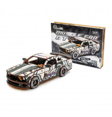 Деревянный 3D конструктор "Muscle car GT" Puz-00639, 162 детали, белый