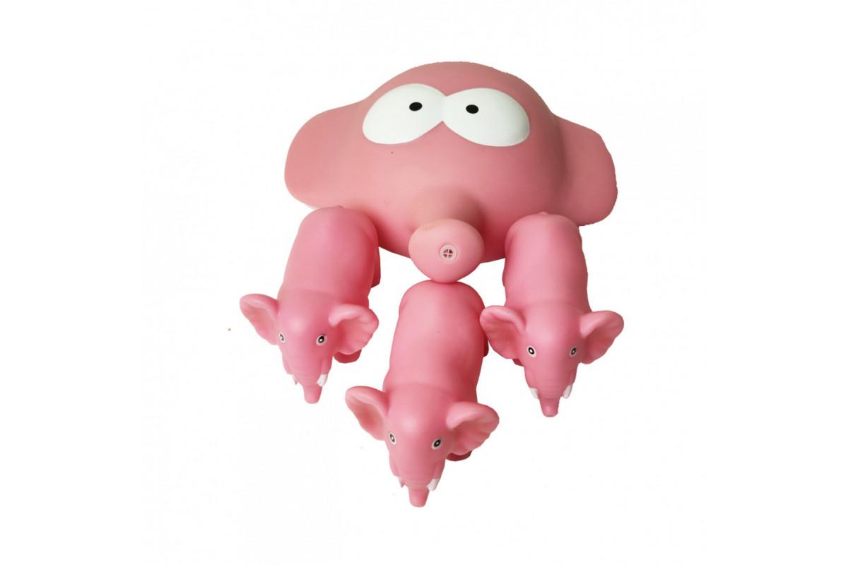 Пищалка Гумова тварина B-331 4 шт в сітці  Слоник