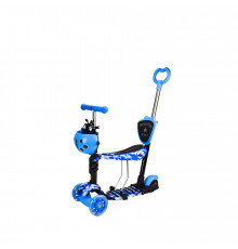 Детский самокат с родительской ручкой Bambi SC20482 колеса PU со светом Синий