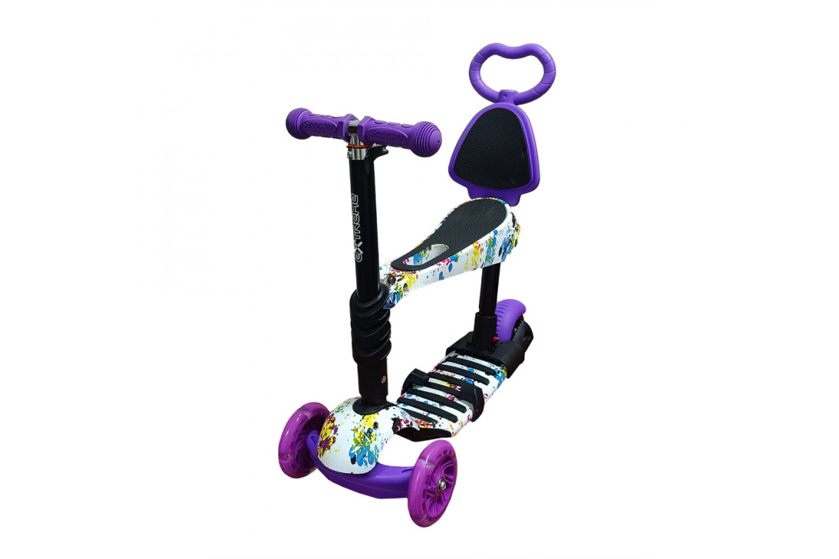 Детский самокат 4-х колесный 5 в 1 SC20482(Violet) колеса со светом