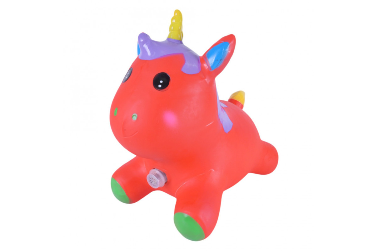 Детская игрушка-прыгун "Единорог" RB2520 музыка, свет Красный