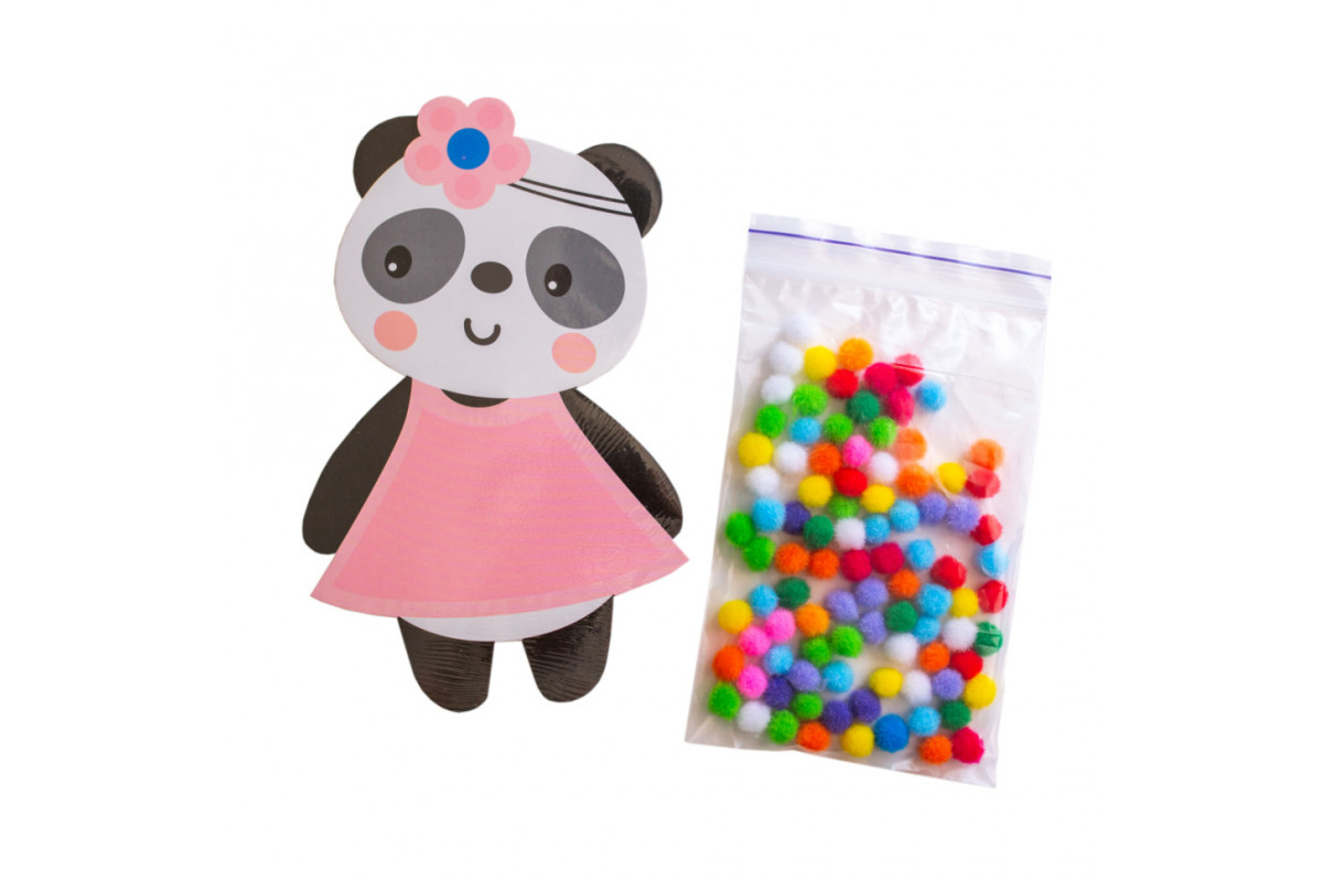 Набір для творчості Панда Pompon Art 10100691, 100 помпонів та розмальовка