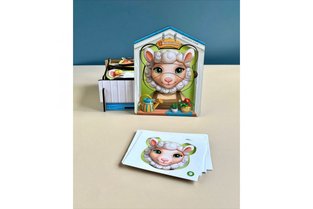 Деревянный пазл-вкладыш "Собери животных" Ubumblebees (ПСФ134) PSF134, 39 деталей