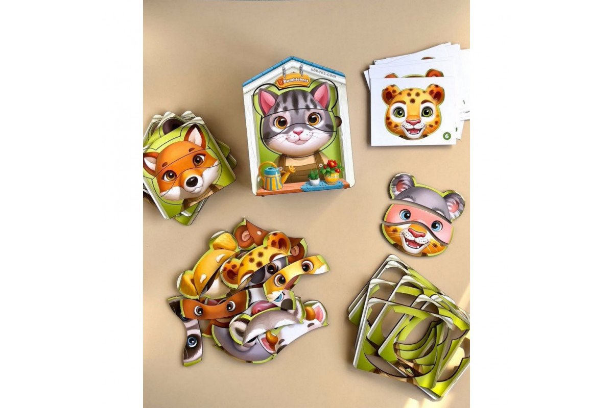 Деревянный пазл-вкладыш "Собери животных" Ubumblebees (ПСФ134) PSF134, 39 деталей