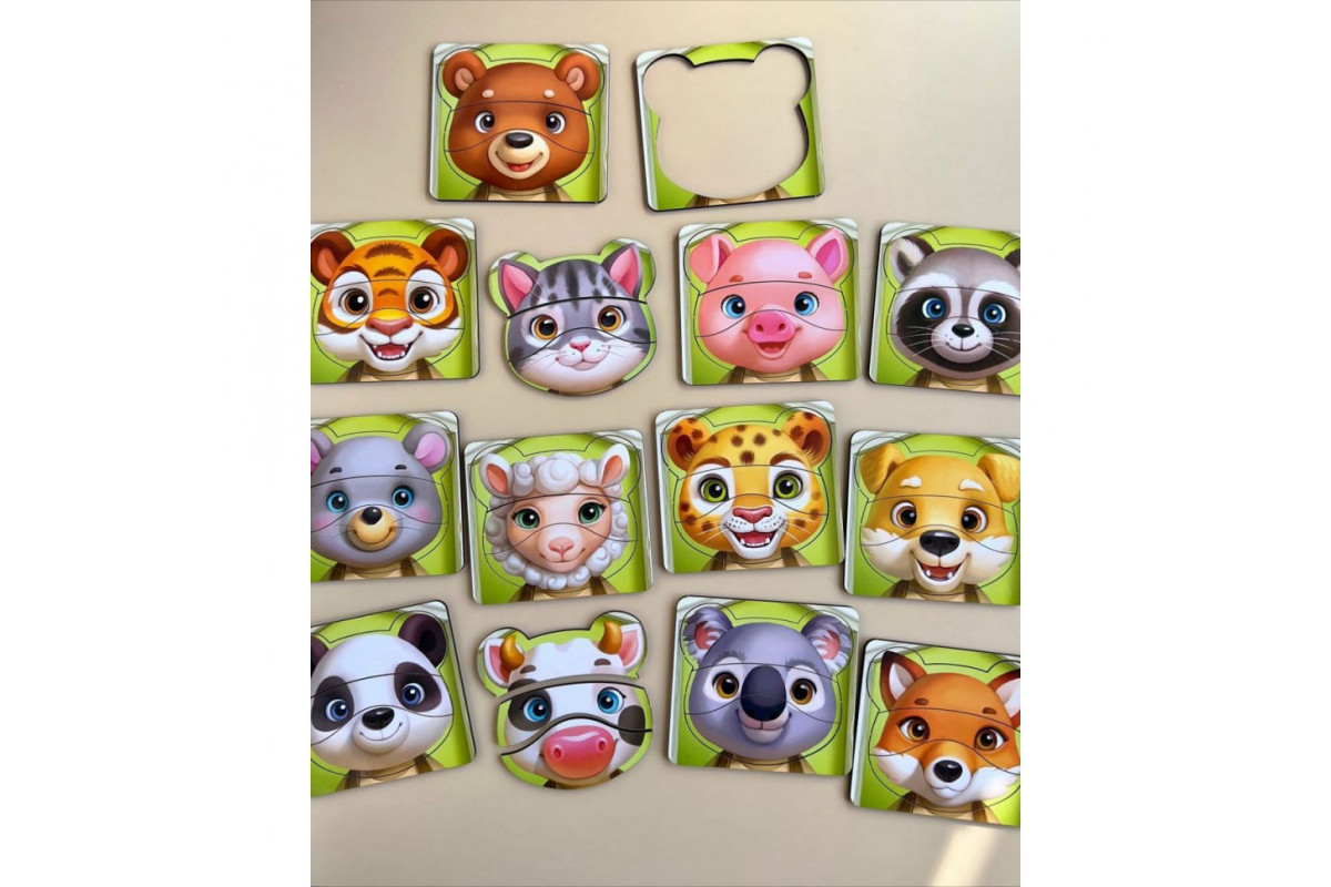 Деревянный пазл-вкладыш "Собери животных" Ubumblebees (ПСФ134) PSF134, 39 деталей