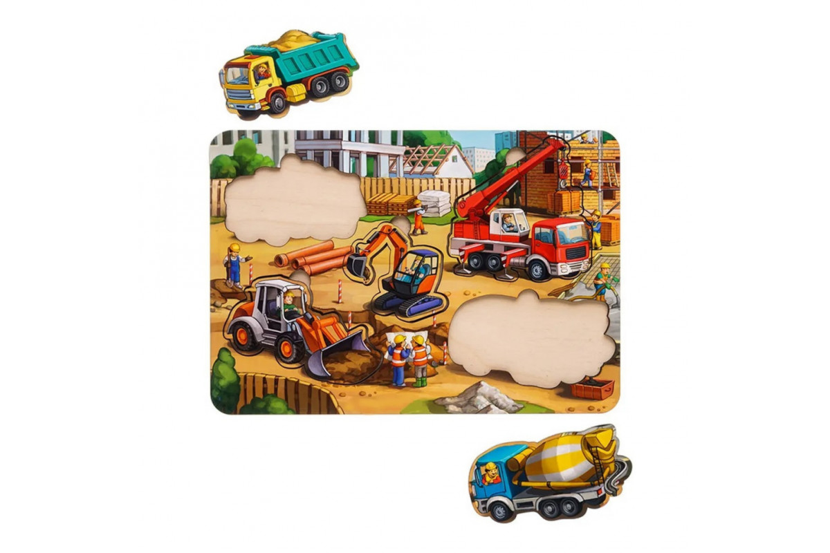 Деревянный пазл-вкладыш "Строительство - 4" Ubumblebees (ПСД146) PSD146 маленький