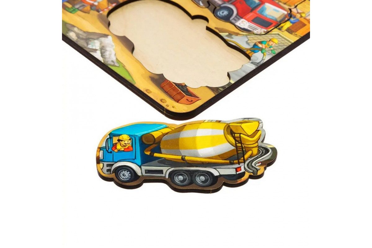 Деревянный пазл-вкладыш "Строительство - 4" Ubumblebees (ПСД146) PSD146 маленький