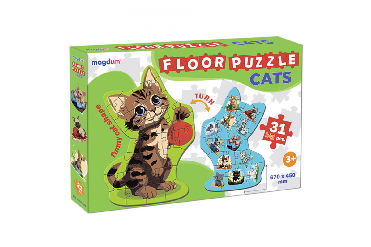Дитячий розвиваючий Пазл-гігант "Кіт" 2 в 1 ME5032-32, 31 елемент