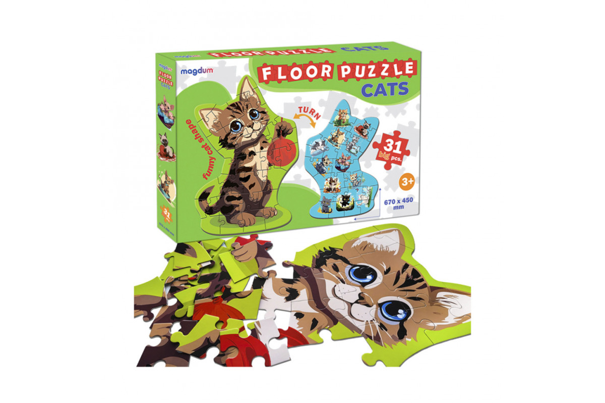Дитячий розвиваючий Пазл-гігант "Кіт" 2 в 1 ME5032-32, 31 елемент