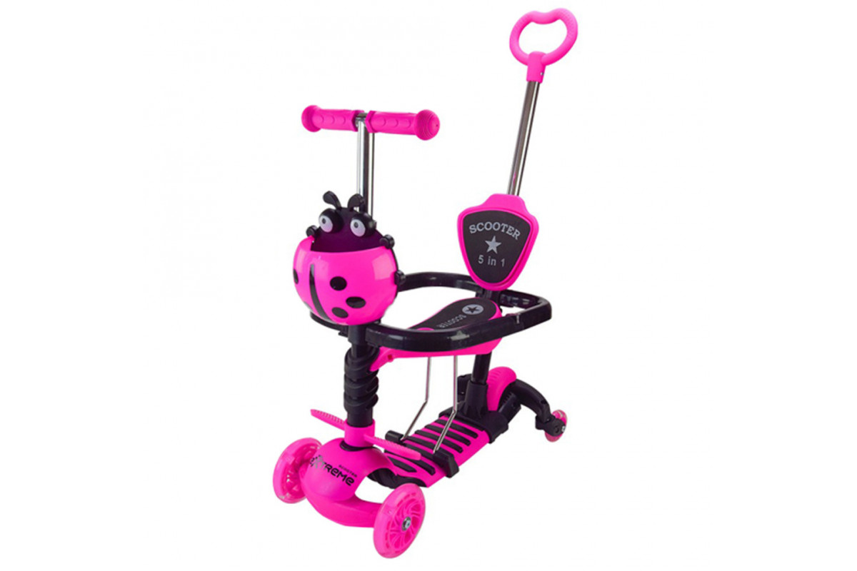 Самокат детский 3-х колесный Scooter Children's SC2501(Pink) 3в1 светящиеся колеса, розовый