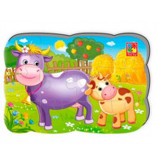 Детские пазлы на магните "Корова и теленок" А5 VT3205-74, 12 элементов