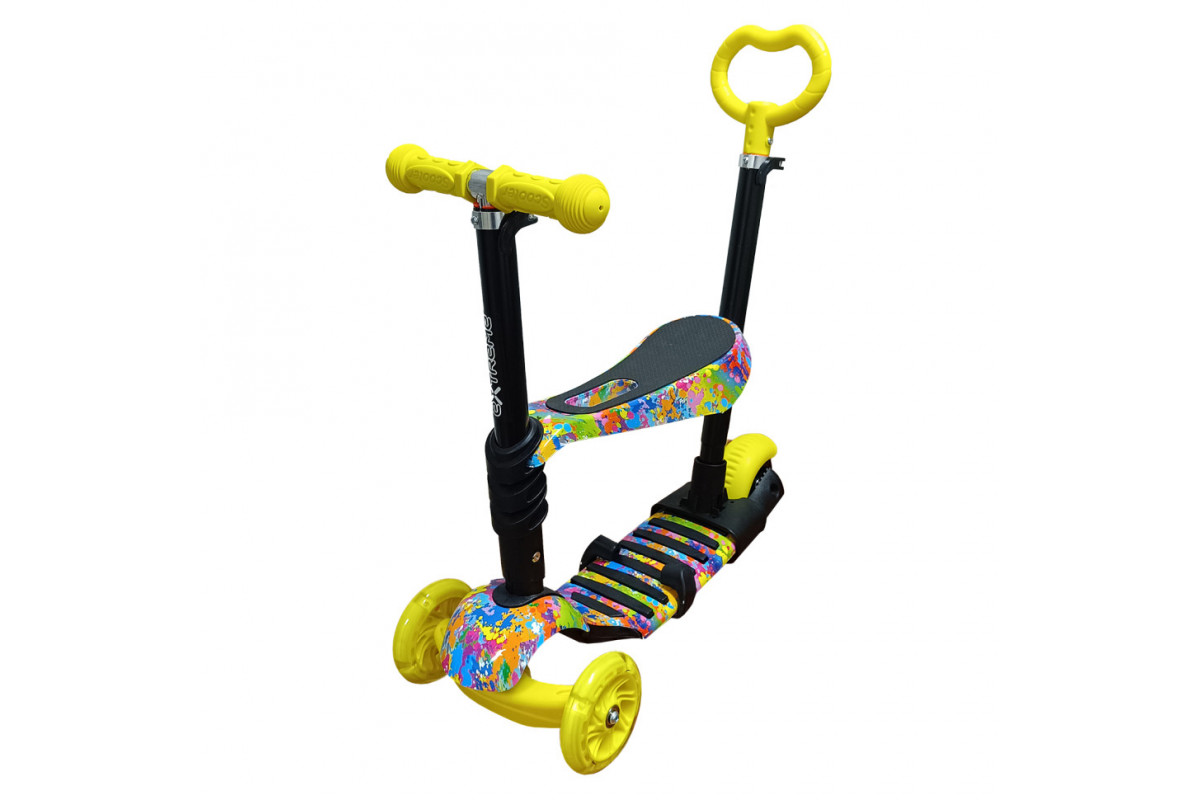 Детский самокат 4-х колесный 5 в 1 SC20482(Yellow) колеса со светом
