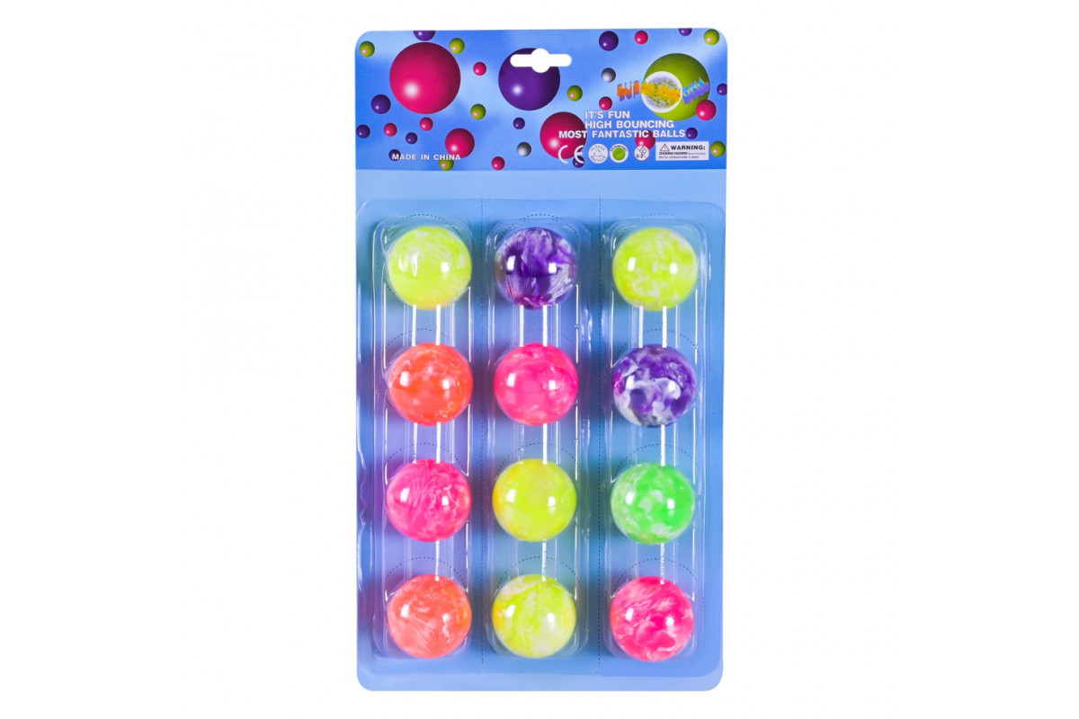 Мяч прыгунок "Блестящий" PR2508 в наборе 12 штук