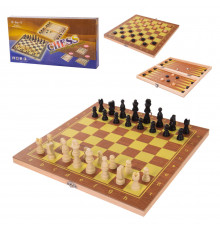 Настольная игра Шахматы 621A 3 в1, шахматы, шашки, нарды, 24*23.5*1.5