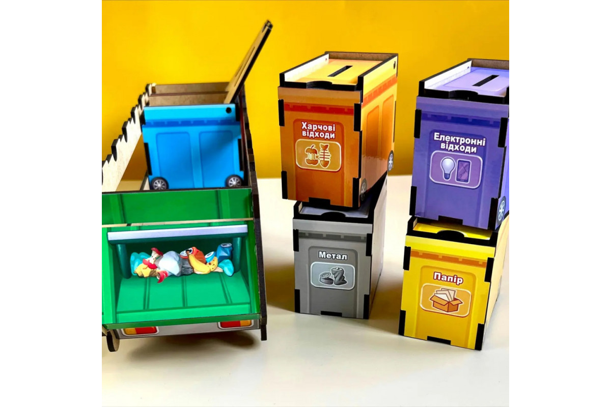 Настольная развивающая игра "Сортировка мусора: мусоровоз" Ubumblebees (ПСФ129) PSF129 комодик