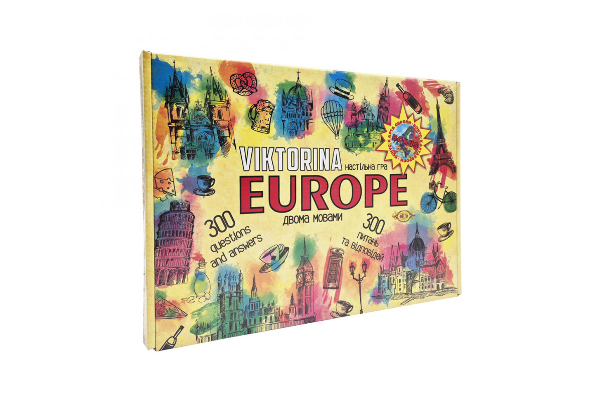 Детская настольная игра "Викторина ЕВРОПА" MKP0904 украинский и английский язык