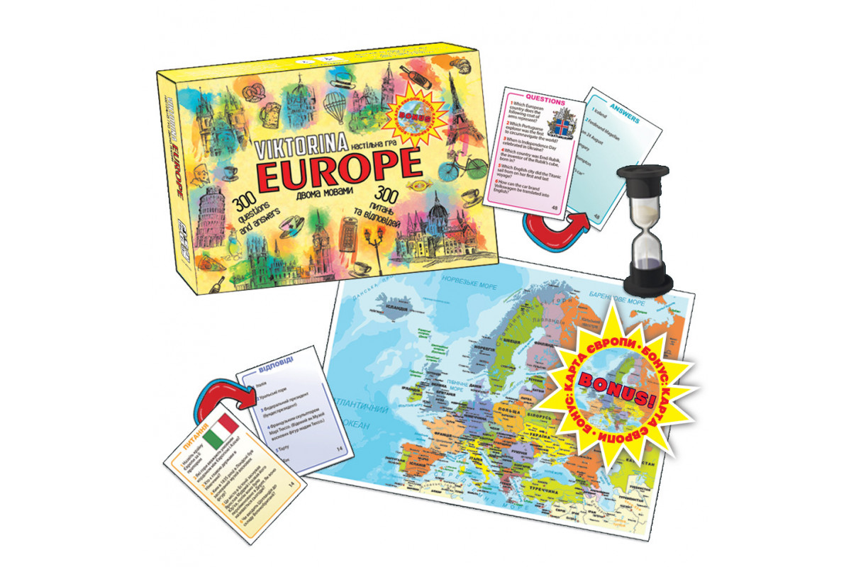 Детская настольная игра "Викторина ЕВРОПА" MKP0904 украинский и английский язык