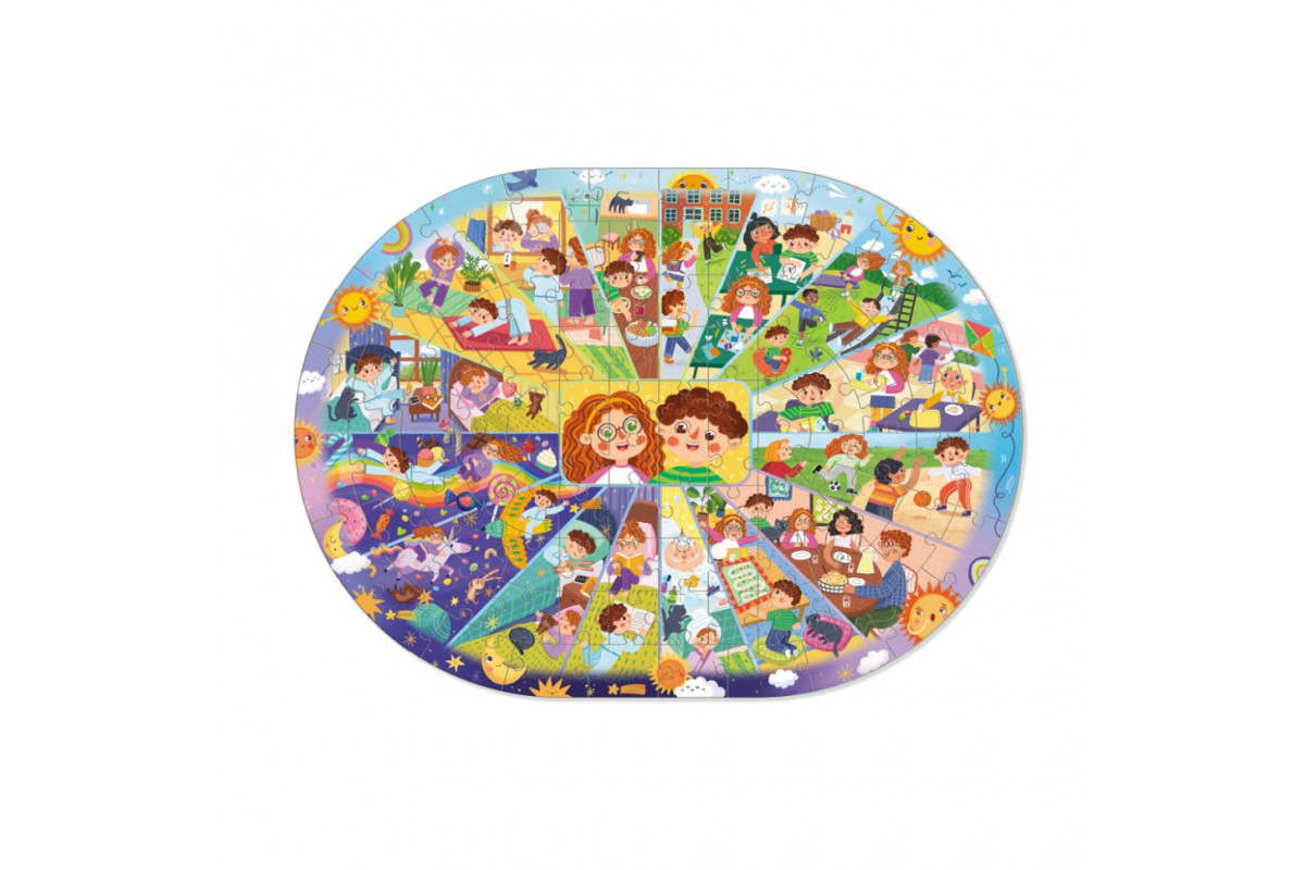 Детский виммельпазл "Распорядок дня" 300619, 100 элементов