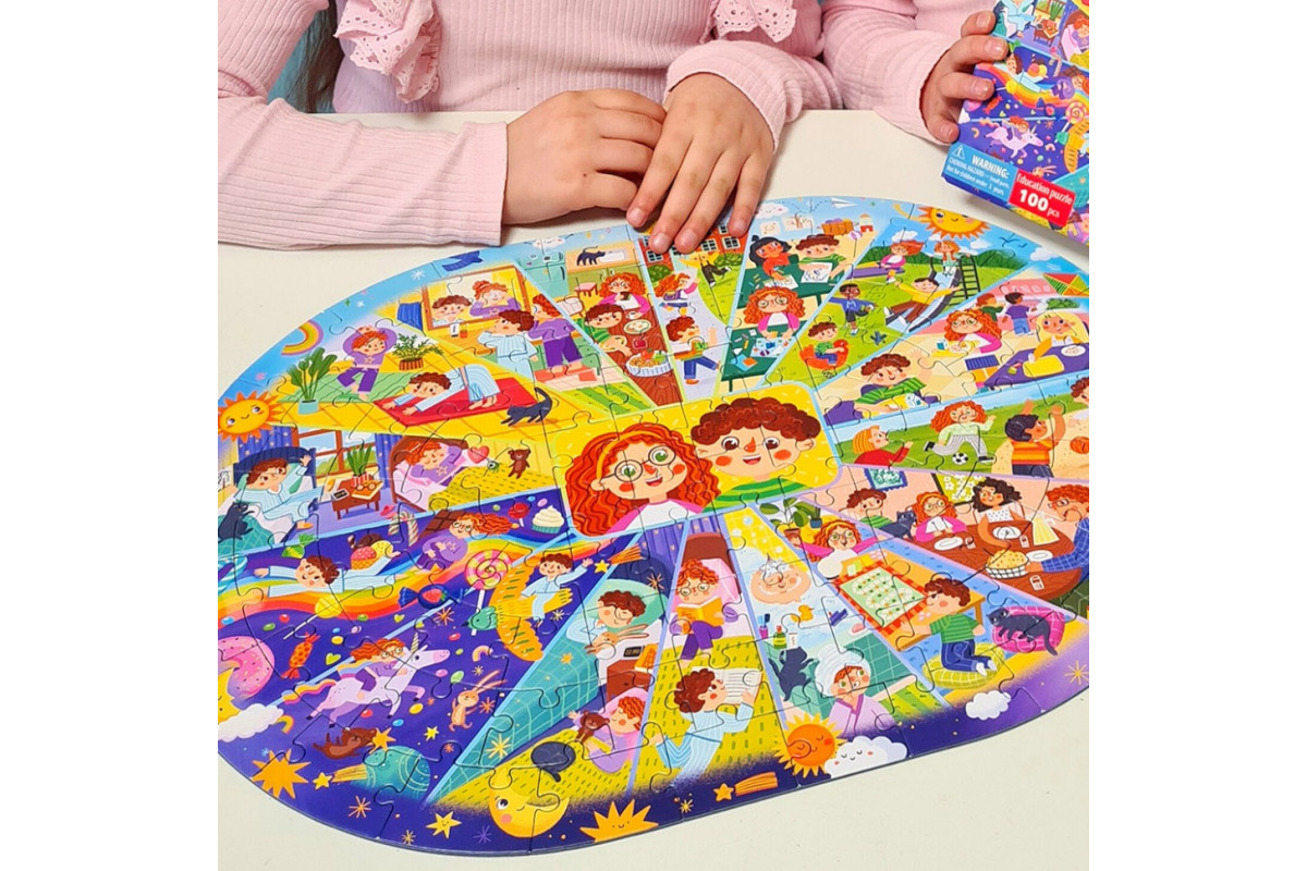 Детский виммельпазл "Распорядок дня" 300619, 100 элементов