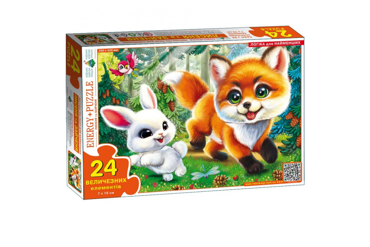 Дитячий пазл "Лисеня та Зайченя" Енергія Плюс 88342, 24 великих елемента