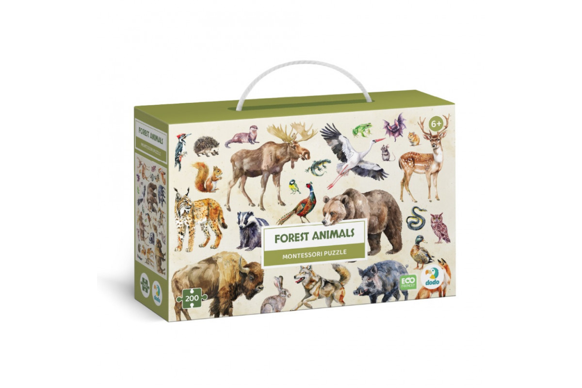 Детский пазл Монтессори "Лесные животные" 300629, 200 элементов