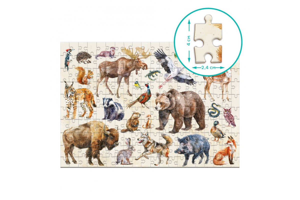 Детский пазл Монтессори "Лесные животные" 300629, 200 элементов