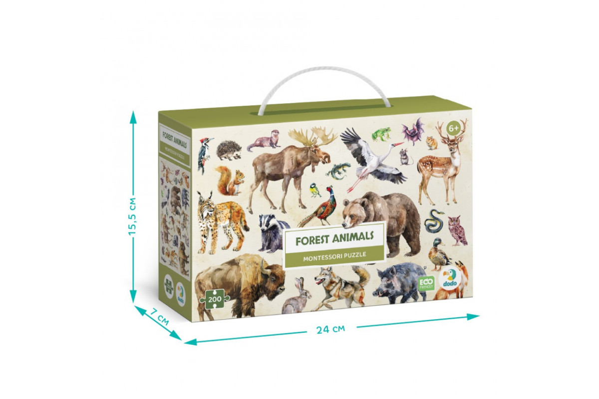 Детский пазл Монтессори "Лесные животные" 300629, 200 элементов
