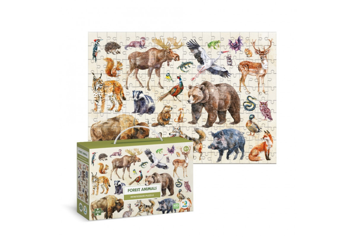Детский пазл Монтессори "Лесные животные" 300629, 200 элементов