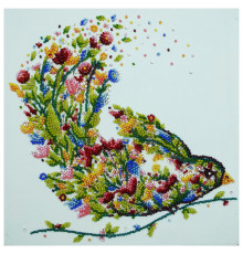 Набор-миди для вышивки бисером  "Поющая птичка" AMB-094 на натуральном холсте