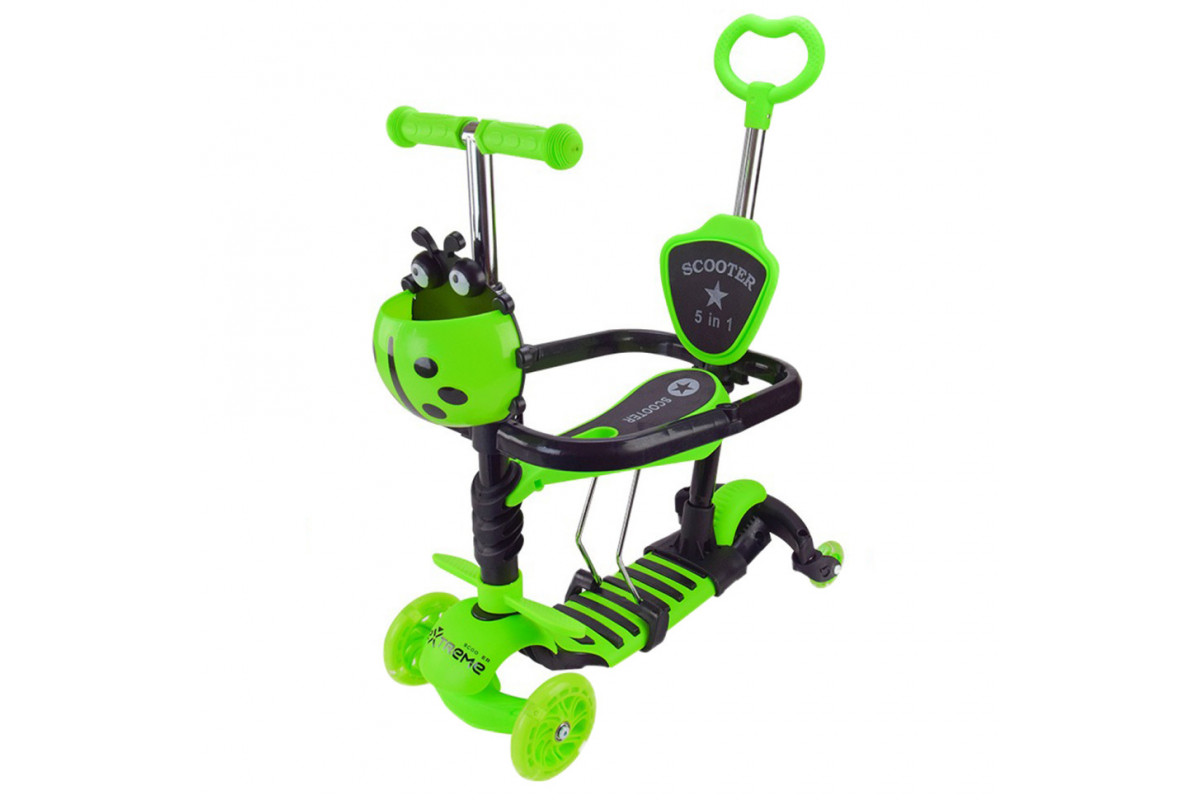Самокат детский 3-х колесный Scooter Children's SC2501(Green) 3в1 светящиеся колеса, зеленый