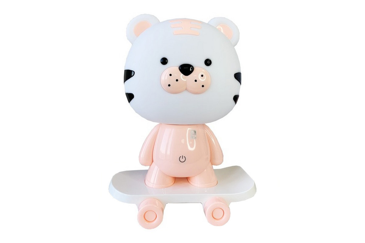 Нічник дитячий «Тигр на скейті» MGZ-1408(Pink) мережевий, живлення від USB