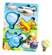 Деревянный пазл-вкладыш "Транспорт-1" Ubumblebees (ПСФ114) PSF114 фон с подсказкой