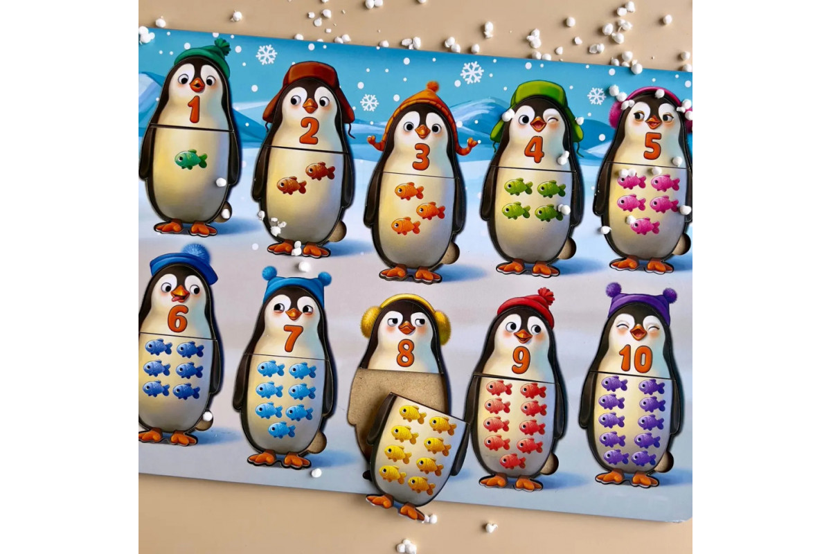 Дерев'яний пазл-вкладиш "Пінгвінчики" Ubumblebees (ПСД164) PSD164 рахунок