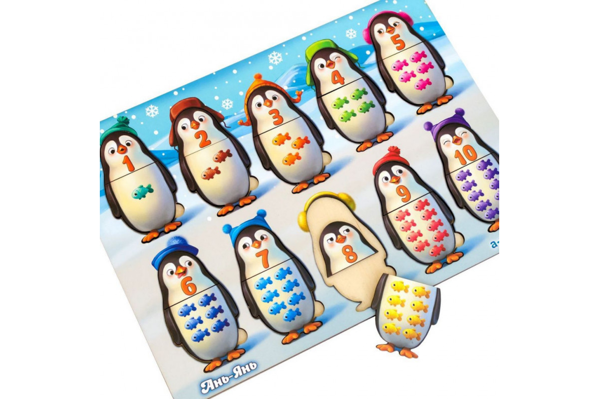 Дерев'яний пазл-вкладиш "Пінгвінчики" Ubumblebees (ПСД164) PSD164 рахунок
