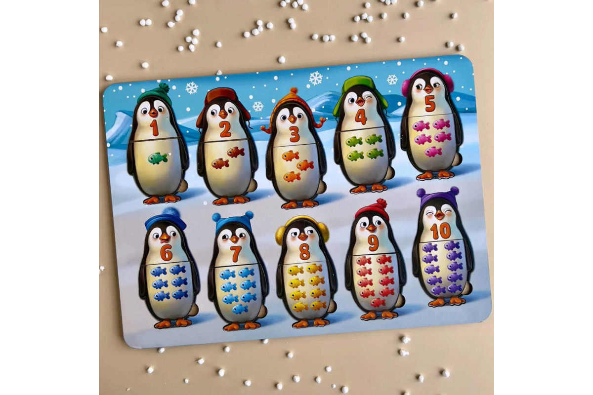 Дерев'яний пазл-вкладиш "Пінгвінчики" Ubumblebees (ПСД164) PSD164 рахунок