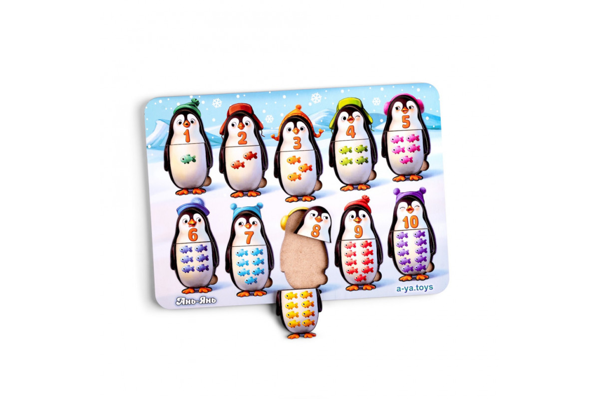 Дерев'яний пазл-вкладиш "Пінгвінчики" Ubumblebees (ПСД164) PSD164 рахунок