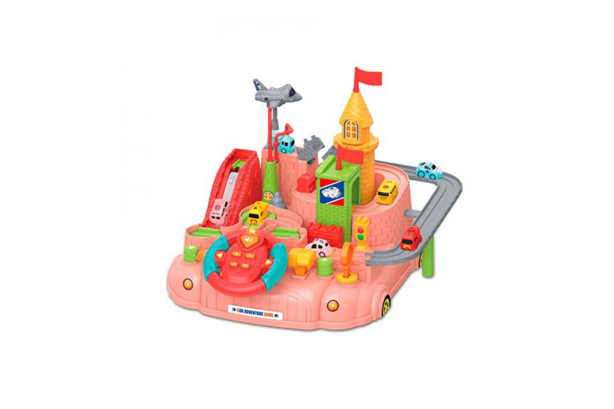 Детский игровой набор "Гараж" A333-330F(Pink) руль, машинки, самолет