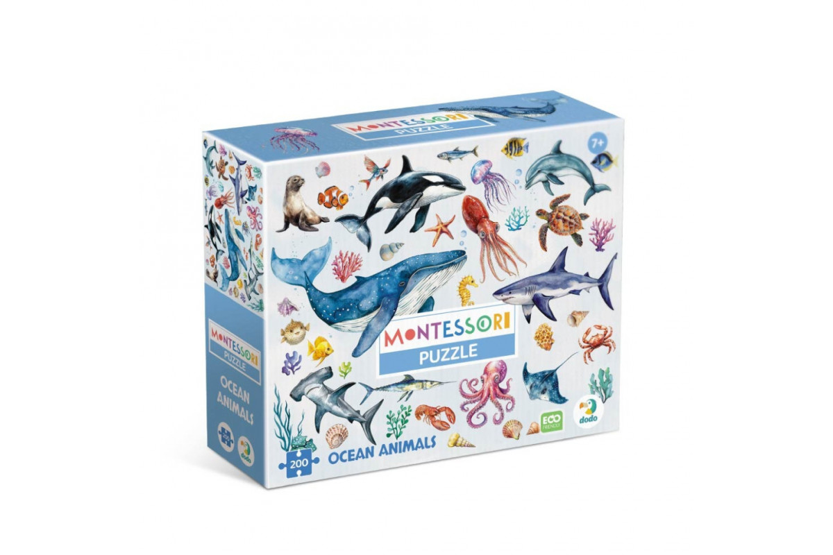 Детский пазл Монтессори "Океанические животные" 300630, 200 элементов