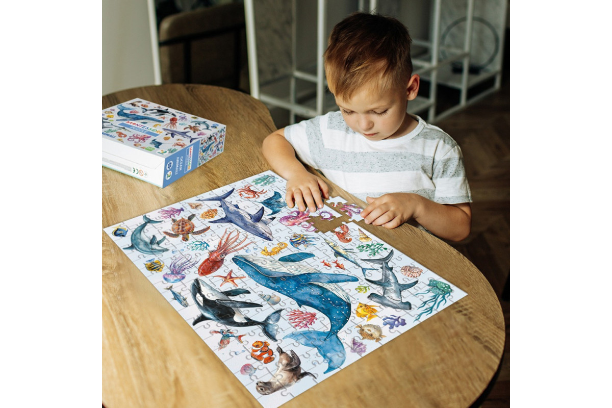 Детский пазл Монтессори "Океанические животные" 300630, 200 элементов