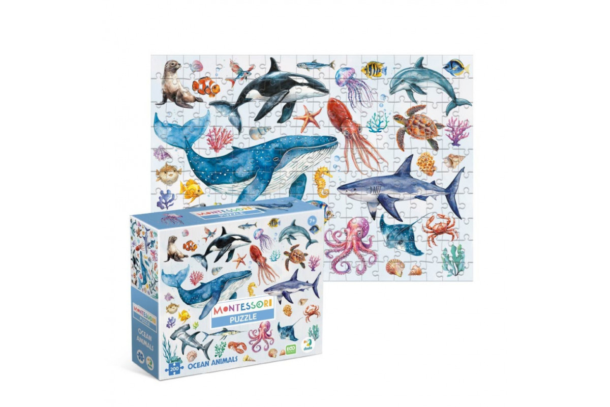 Детский пазл Монтессори "Океанические животные" 300630, 200 элементов