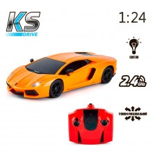 Автомобиль на радиоуправлении LAMBORGHINI AVENTADOR LP 700-4 KS DRIVE 124GLBO светятся фары