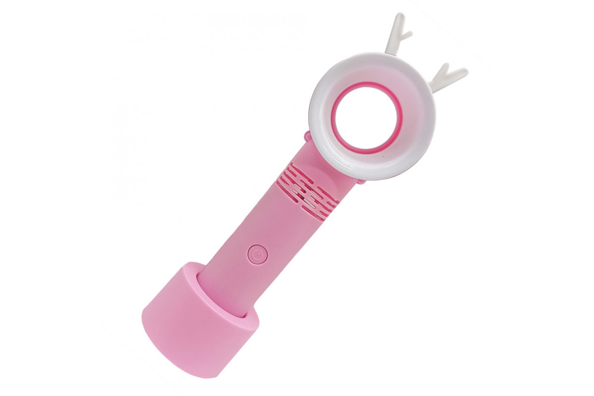 Вентилятор ручний портативний 301AB, з підставкою Рожевий