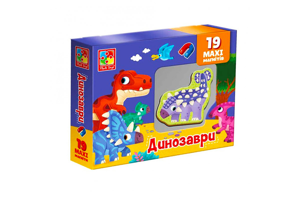 Набор магнитов MAXI "Динозавры" Vladi Toys VT3106-23, 19 шт