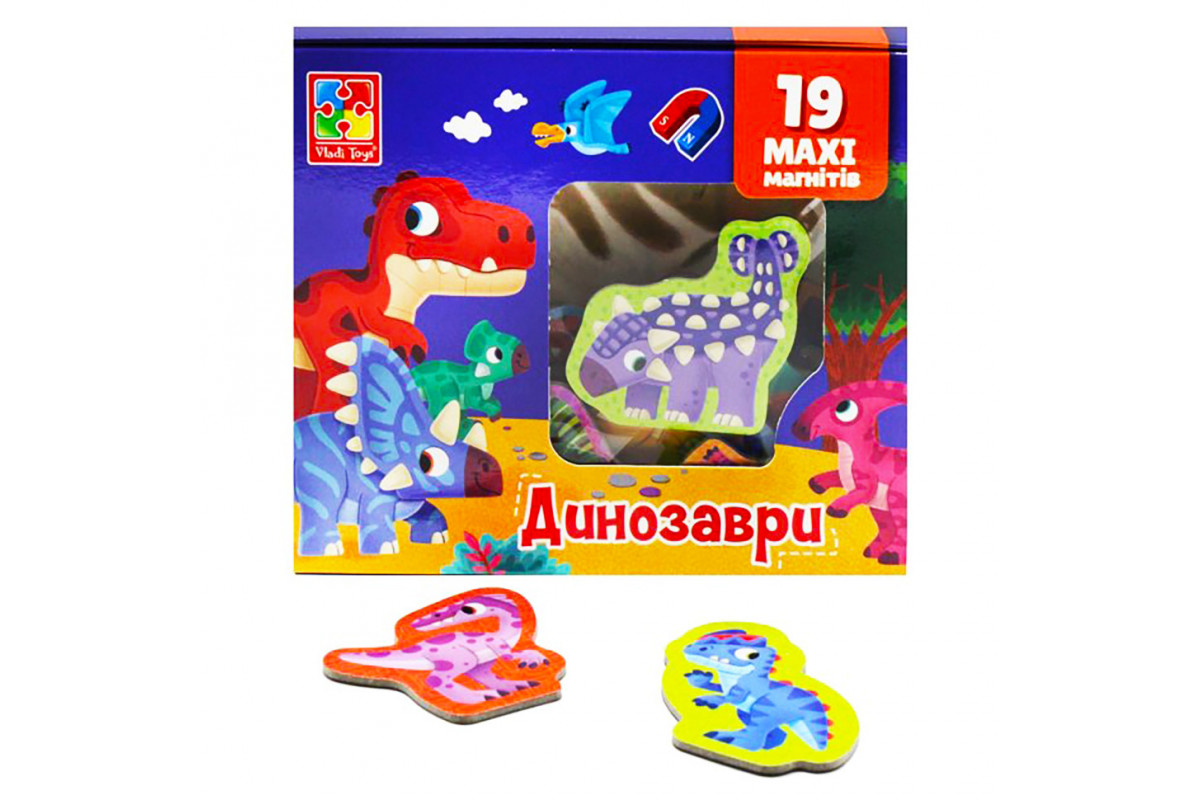 Набор магнитов MAXI "Динозавры" Vladi Toys VT3106-23, 19 шт